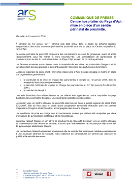 COMMUNIQUE DE PRESSE Centre hospitalier du Pays