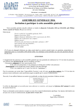 Convocation AG des p&ecirc;cheurs petite p&ecirc;che