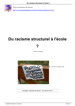 Du racisme structurel à l`école