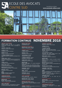 FORMATION CONTINUE NOVEMBRE 2016