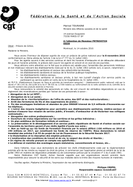 Ci joint les pr&eacute;avis de gr&egrave;ve d&eacute;pos&eacute;s par les grandes centrales