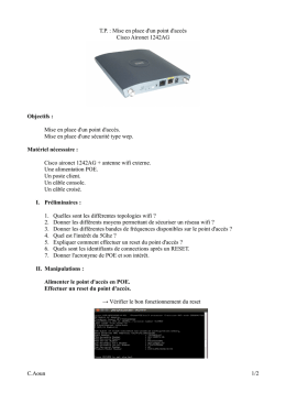 T.P. : Mise en place d`un point d`acc&egrave;s Cisco Aironet 1242AG