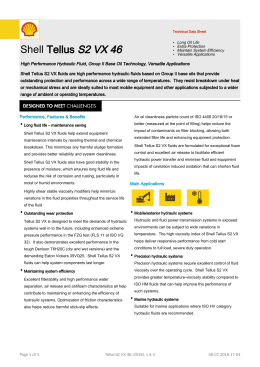 Page 1 Technical Data Sheet Shell Tellus S2 VX 46 Long Oil Life