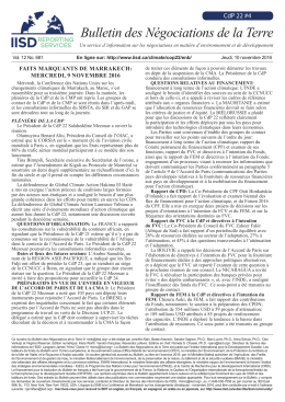Bulletin des N&eacute;gociations de la Terre