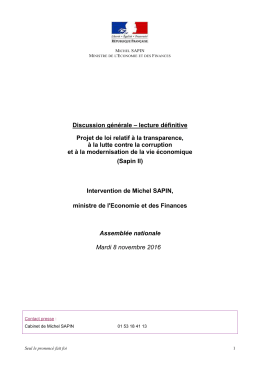 Adoption de la loi relative à la transparence, à la lutte contre la