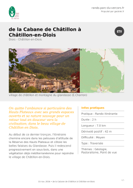 de la Cabane de Ch&acirc;tillon &agrave; Ch&acirc;tillon-en-Diois