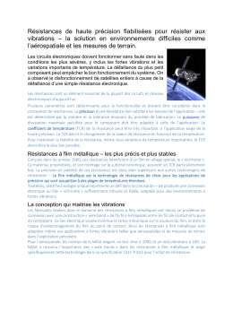 Résistances de haute précision fiabilisées pour résister aux vibrations