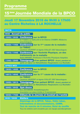 Programme de la journée du 17 novembre 2016