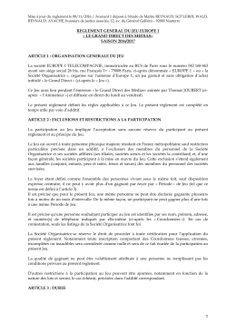 reglement general du jeu europe 1