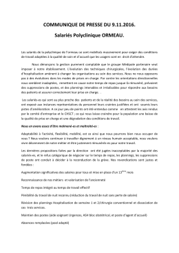 COMMUNIQUE DE PRESSE DU 9.11.2016. Salariés - Tarbes