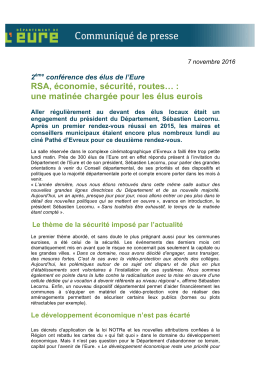 Lire le communiqu&eacute; de presse en pdf sur cette 2&egrave;me conf&eacute;rence
