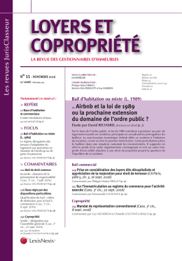 loyers et copropri&eacute;t&eacute;
