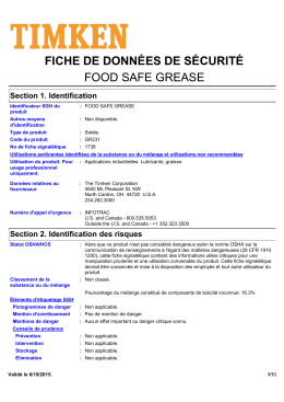 fiche de donn&eacute;es de s&eacute;curit&eacute; food safe grease