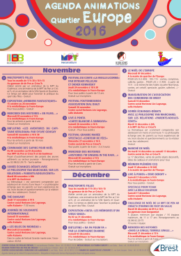 AGENDA ANIMATIONS Quartier Europe