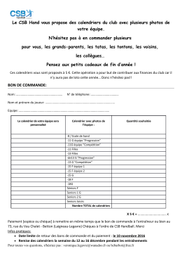 bon de commande calendrier