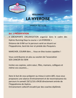 Reglement - Hy&egrave;res Running Days