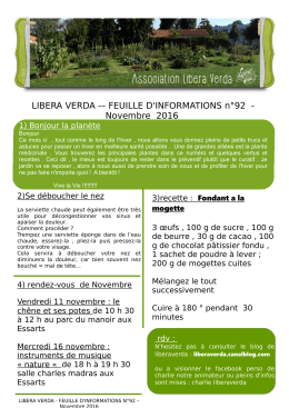 LIBERA VERDA -&ndash; FEUILLE D`INFORMATIONS n&deg;92