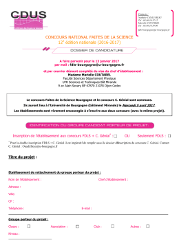 Dossier de candidature 2017 - UFR Sciences et techniques