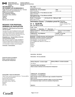 le 2016-12-20 REQUEST FOR PROPOSAL