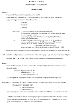 MATCH-PLAY BADEN DU 28/11/2016 au 15/03