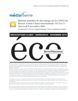 COP22 : l`eau, victime du changement climatique, peut