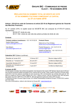 groupe bic – communique de presse clichy