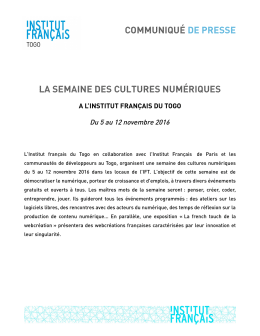 communiqué de presse la semaine des cultures numériques