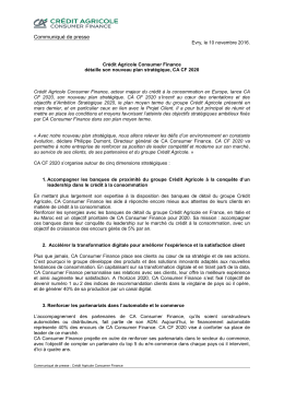 Communiqué de presse - Crédit Agricole Consumer Finance