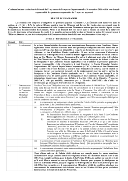 Ce r&eacute;sum&eacute; est une traduction du R&eacute;sum&eacute; du Programme du
