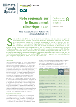 Note r&eacute;gionale sur le financement climatique : Asie