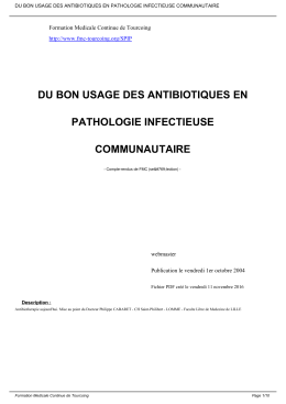 du bon usage des antibiotiques en pathologie infectieuse