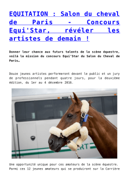 EQUITATION : Salon du cheval de Paris