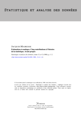 Estimation et sondages. Cinq contributions à l`histoire de la