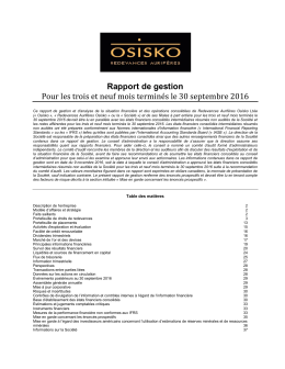 Rapport de gestion