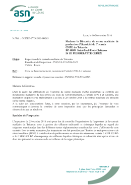 10/11/2016 Lettre de suite d`inspection Rejets