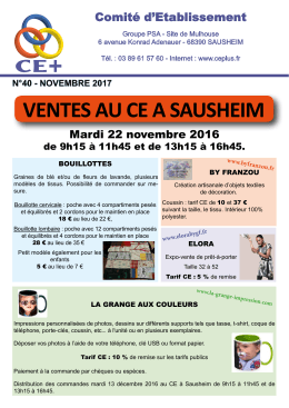 INFO N&deg;40 - NOVEMBRE 2016