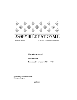 Procès-verbal de l`Assemblée - Assemblée nationale du Québec