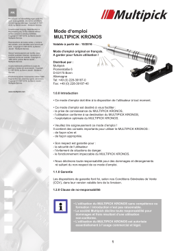 Mode d`emploi MULTIPICK KRONOS
