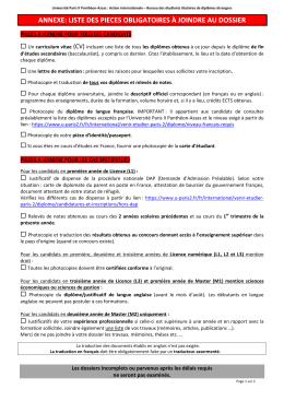 Liste des pièces à fournir - Université Paris 2 Panthéon