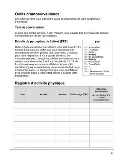 Outils d`autosurveillance Registre d`activité physique