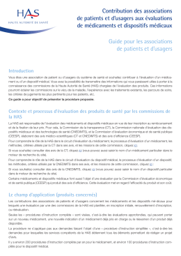 Contribution des associations de patients et d`usagers aux