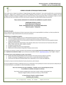 CONSEIL SCOLAIRE CATHOLIQUE FRANCO-NORD