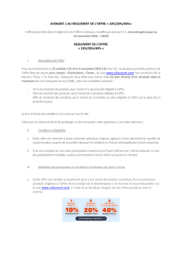 AVENANT 1 AU REGLEMENT DE L`OFFRE « 10%/20%/40%» L