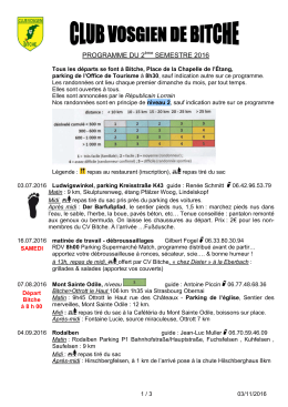 le calendrier du 2ème semestre 2016