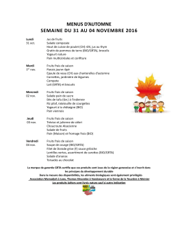 Menus du 31 au 04 novembre 2016