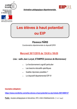 Les &eacute;l&egrave;ves &agrave; haut potentiel ou EIP