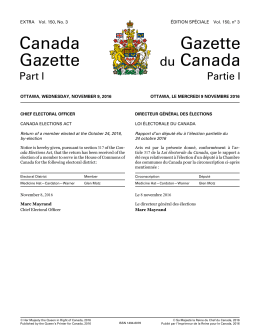 Canada Gazette, Part I, Extra