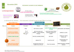 Les menus de novembre et décembre 2016