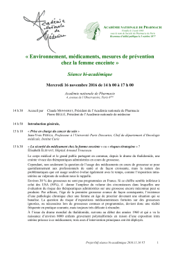 « Environnement, médicaments, mesures de prévention chez la