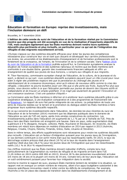 &Eacute;ducation et formation en Europe: reprise des